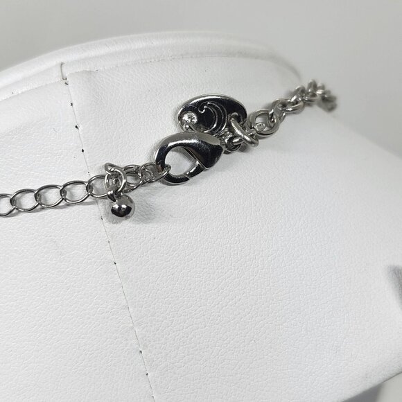 Charming Charlie Three Circle Necklace Silver Tone Black White Clear Blue - Picture 6 of 6